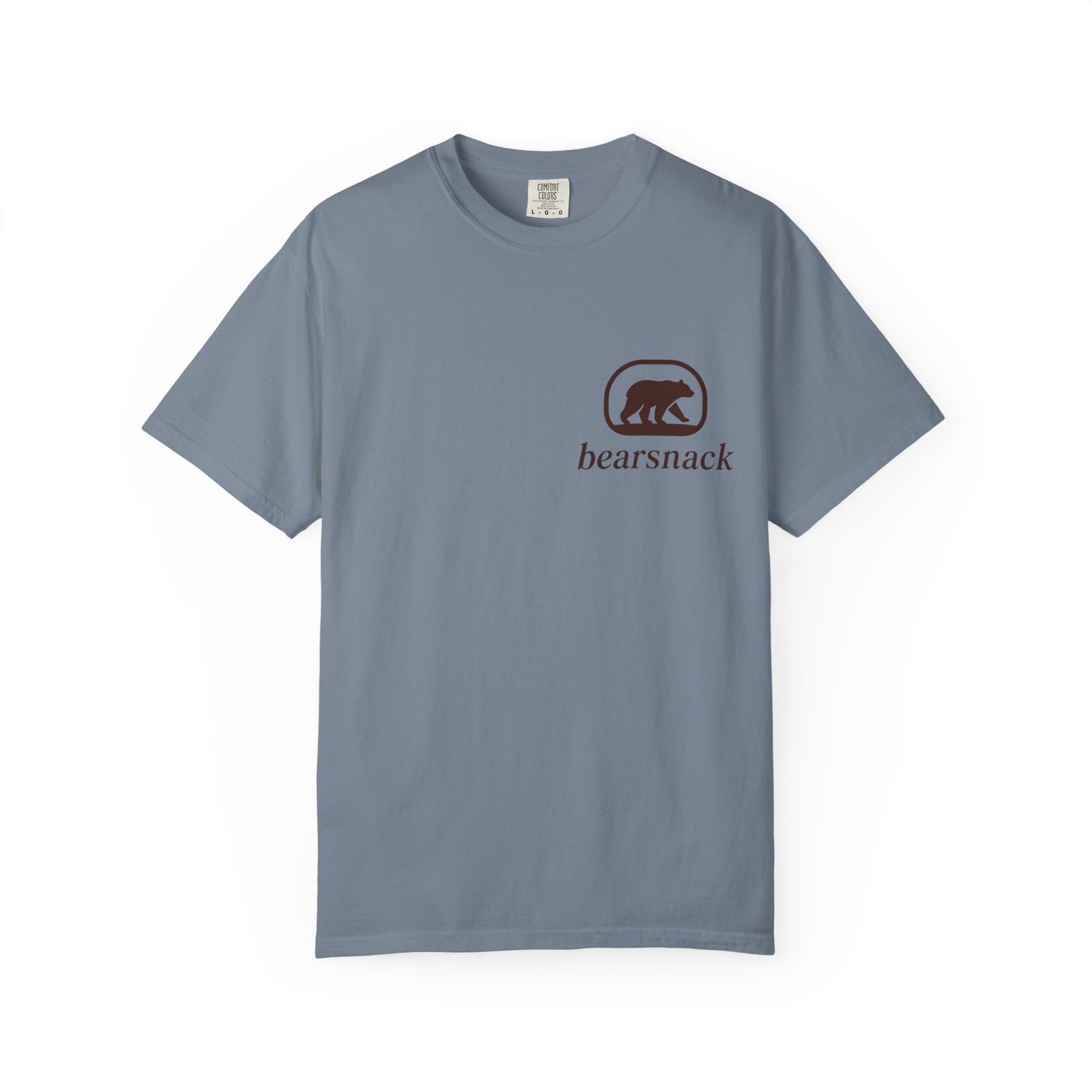 Blue Jean Official Snack Inspector T-shirt, front view with Bearsnack Trail Badge