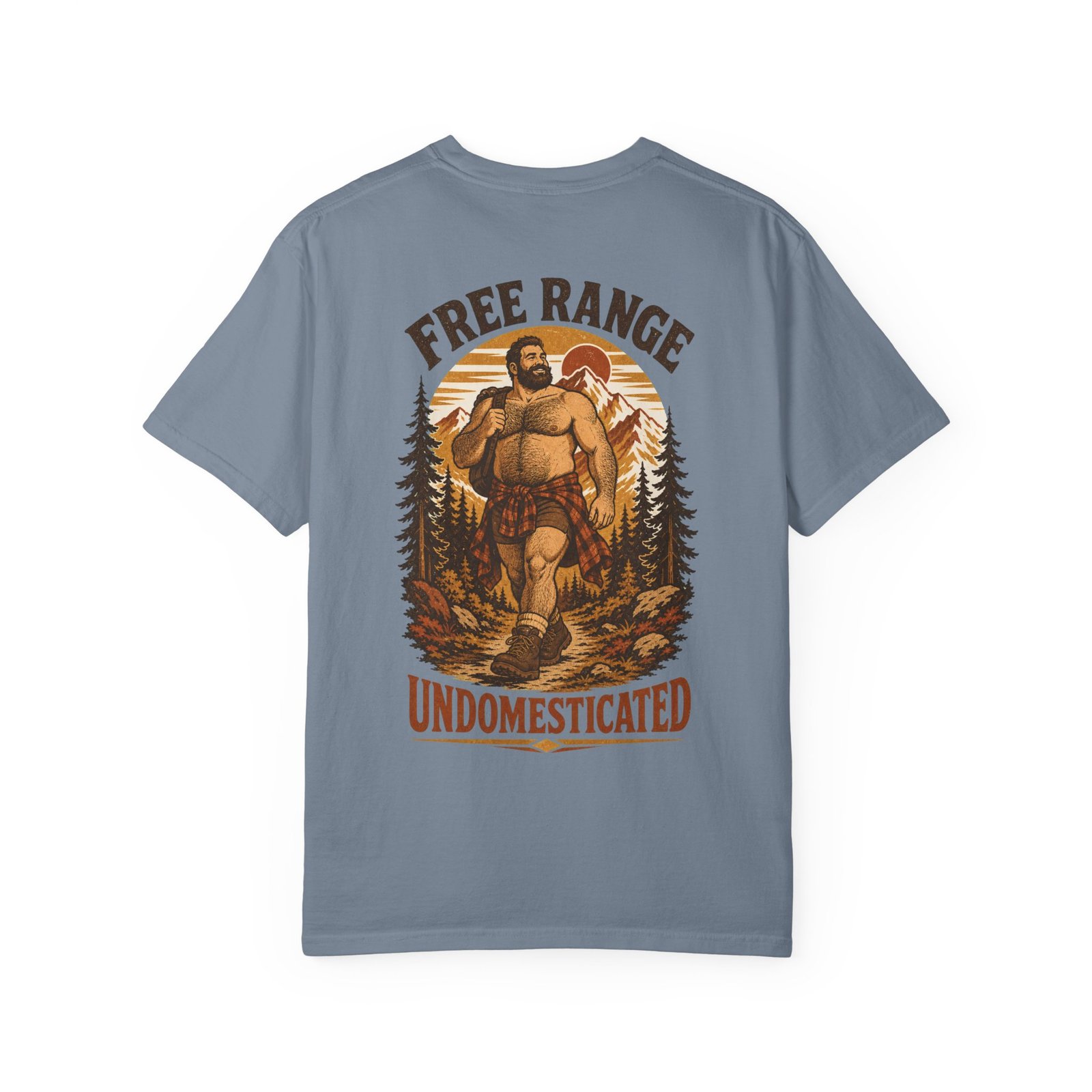 Blue Jean Free Range Bear T-shirt, front view with Bearsnack chest mark