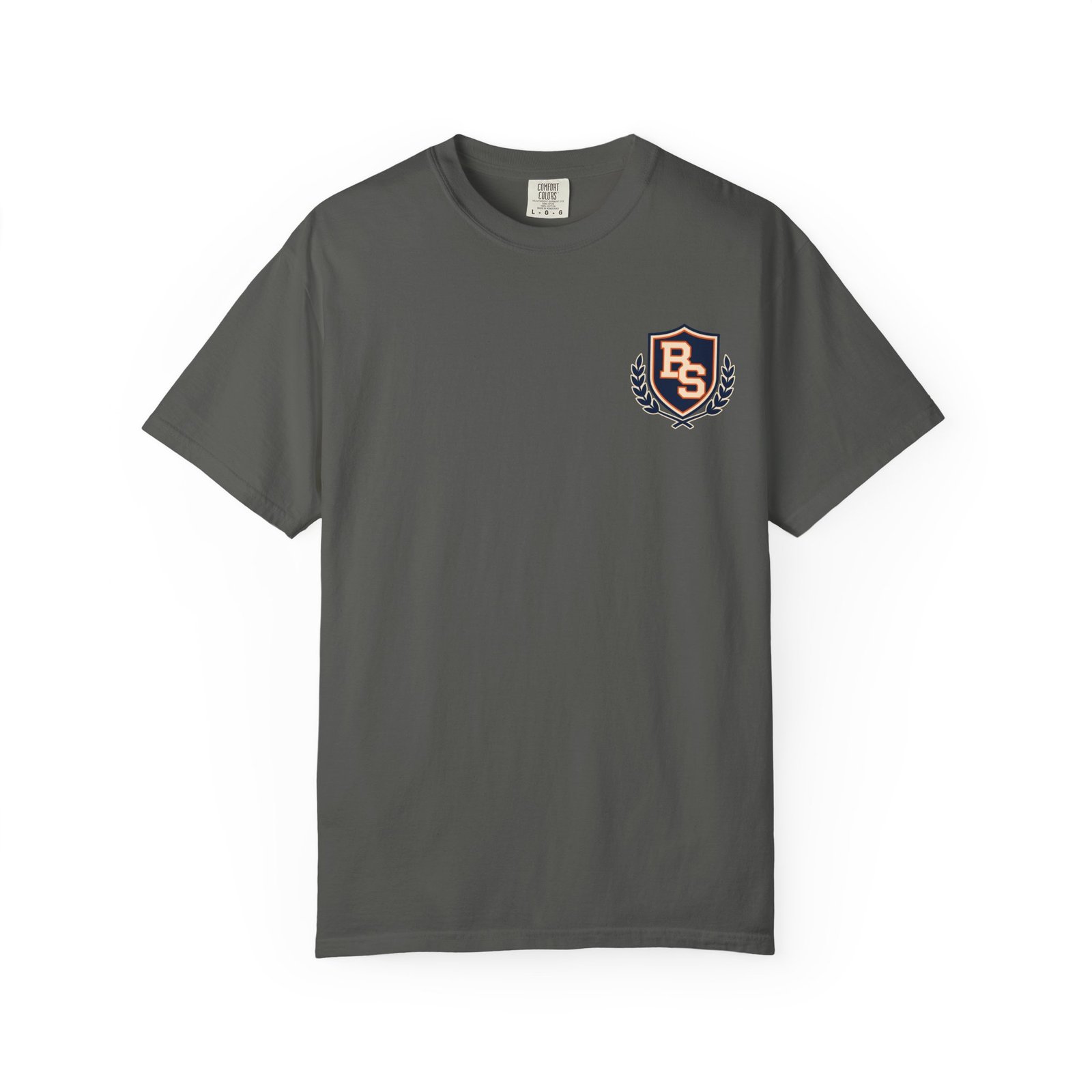 Pepper Bearsnack Athletic Dept T-shirt, back view with heavyweight athletic bear mascot artwork