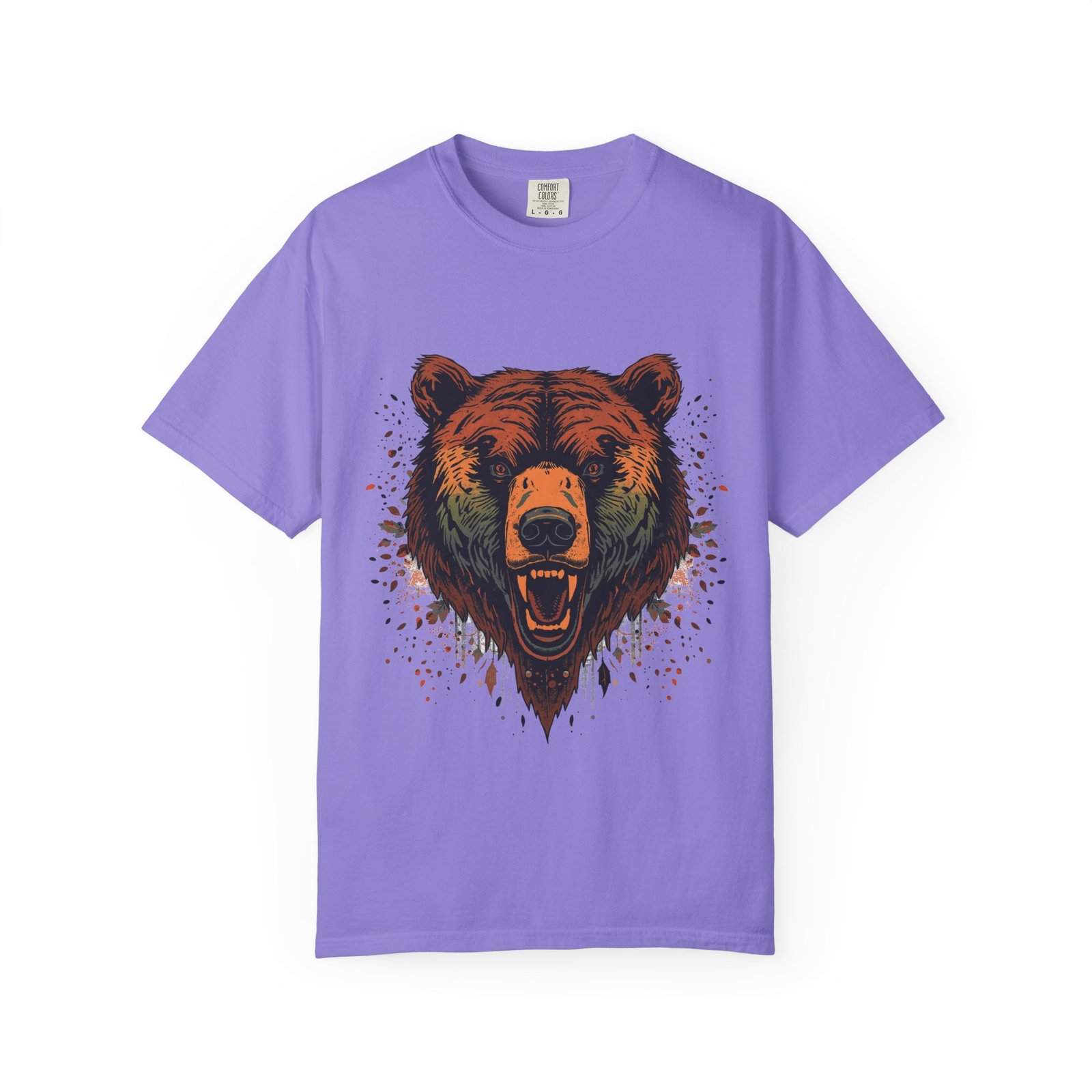 Roaring Grizzly T-Shirt, Fierce Bear Front Print, Comfort Colors 1717 - Image 13