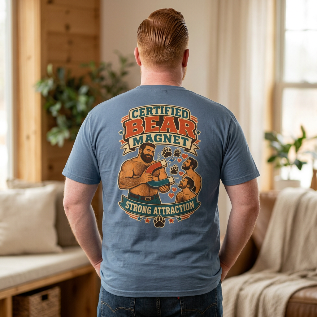 Certified Bear Magnet T-Shirt, Gay Bear Back Print, Comfort Colors 1717
