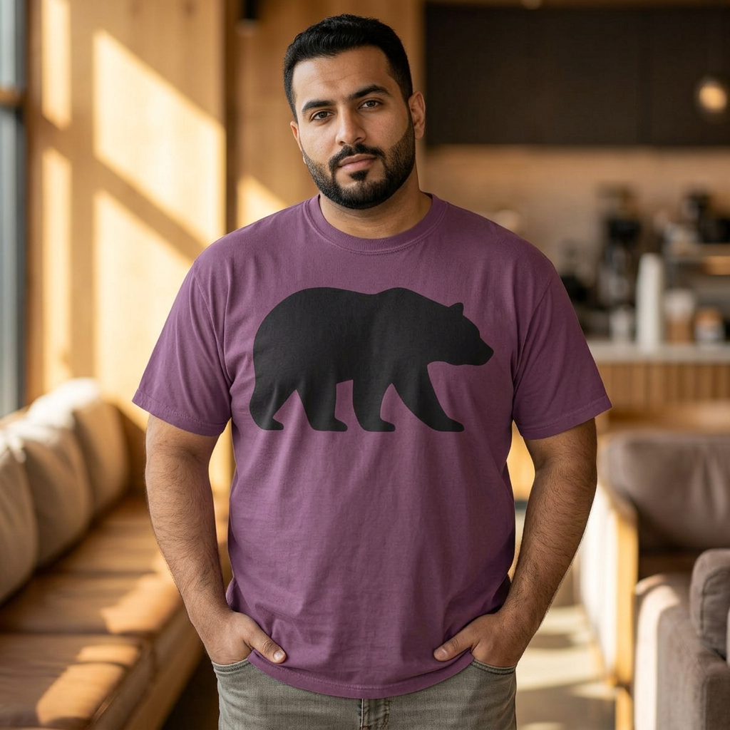 Minimal Bear Silhouette T-Shirt, Walking Bear Graphic, Comfort Colors 1717