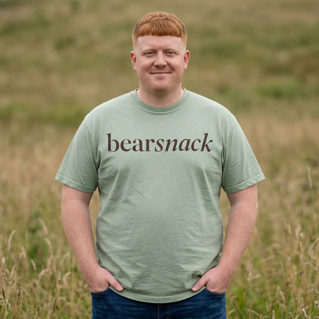Bearsnack Wordmark T-Shirt, Minimal Gay Bear Logo, Comfort Colors 1717