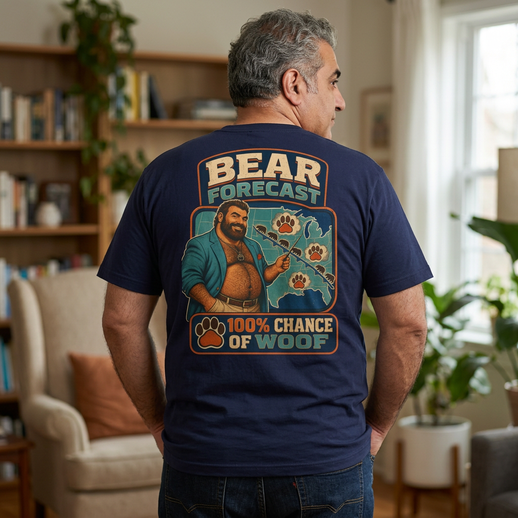 Bear Forecast T-Shirt, Funny Gay Bear Back Print, Comfort Colors 1717