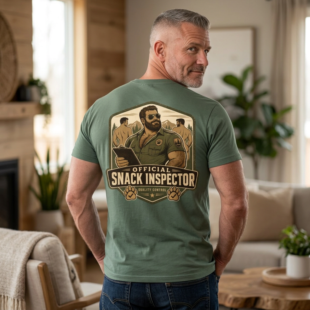 Official Snack Inspector T-Shirt, Funny Bear Ranger Back Print, Comfort Colors 1717