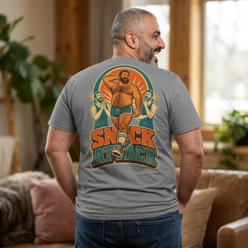 Snack Attack T-Shirt, Gay Bear Pride Back Print, Comfort Colors 1717