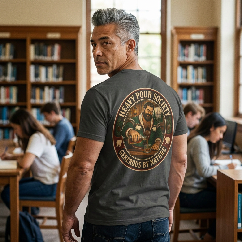 Heavy Pour Society T-Shirt, Whiskey Bear Back Print, Comfort Colors 1717