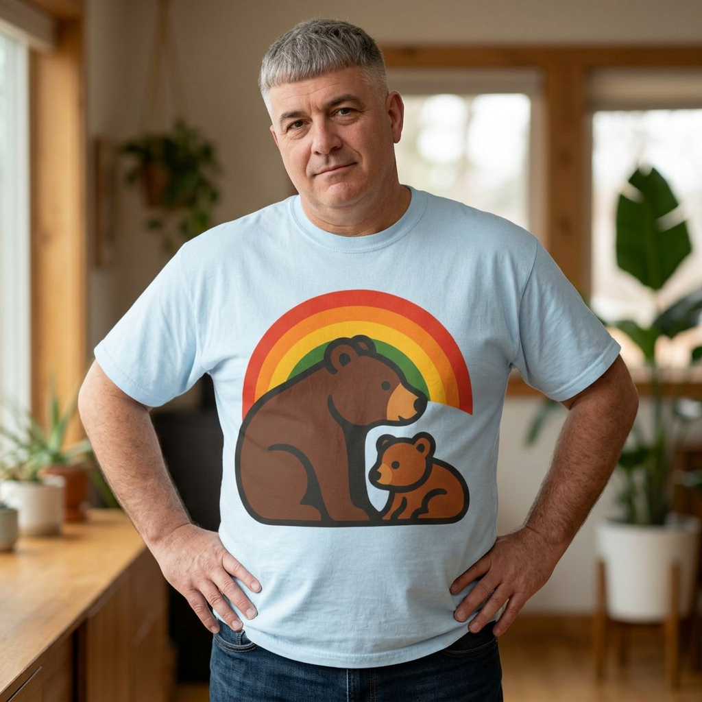 Papa Bear Pride T-Shirt, Retro Rainbow Graphic, Comfort Colors Tee
