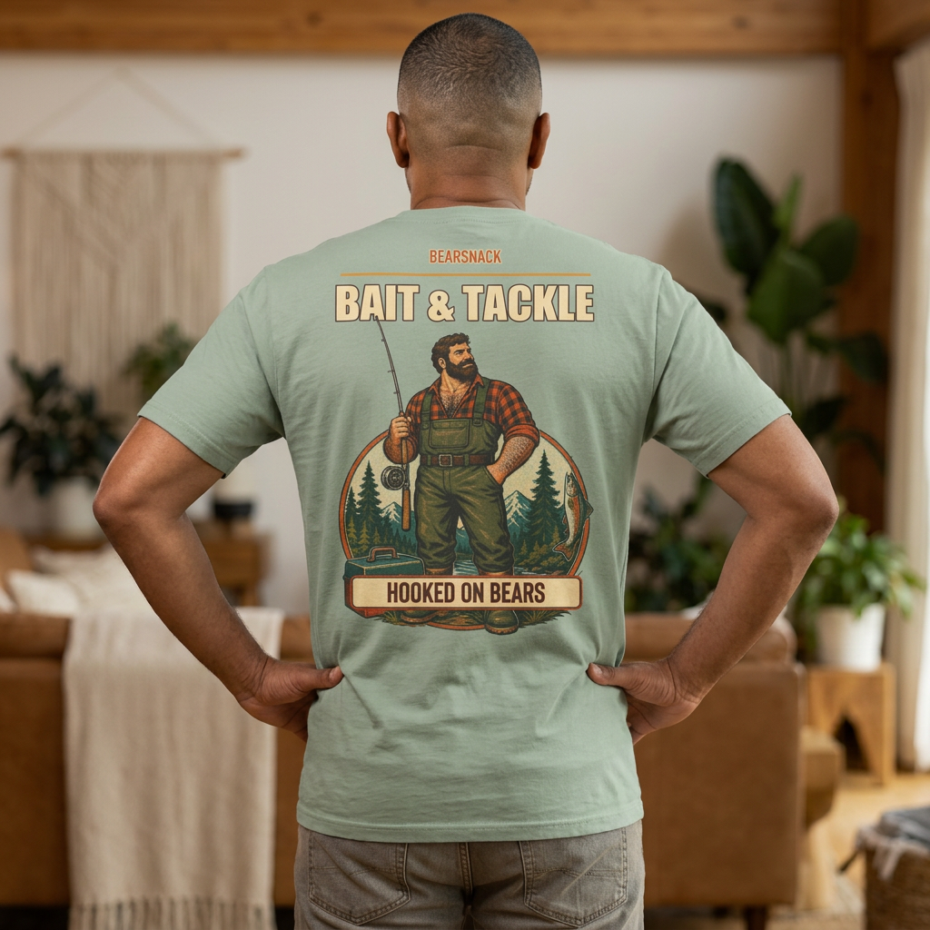 Hooked on Bears T-Shirt, Gay Fishing Back Print, Comfort Colors 1717