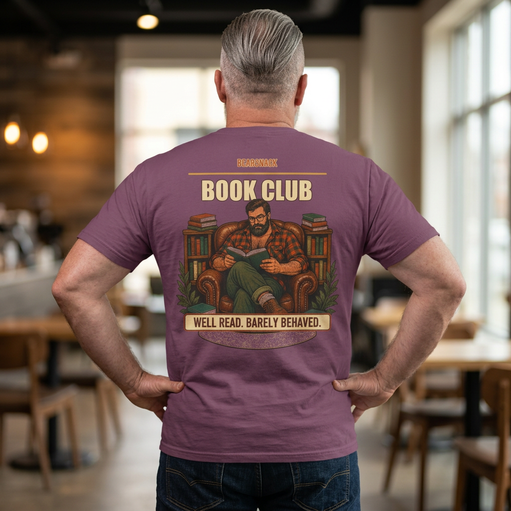 Well Read Bear T-Shirt, Gay Book Club Back Print, Comfort Colors 1717