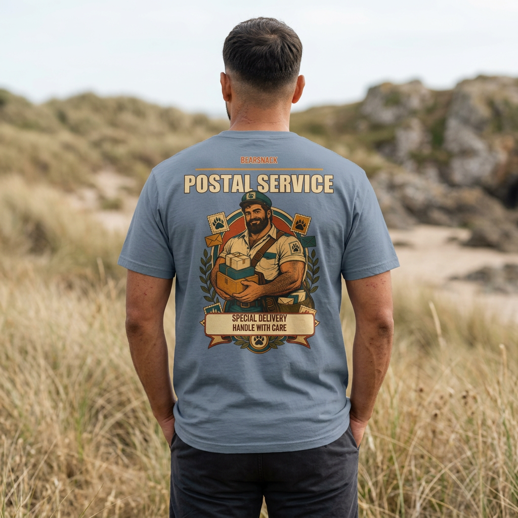 Special Delivery T-Shirt, Gay Postal Bear Back Print, Comfort Colors 1717