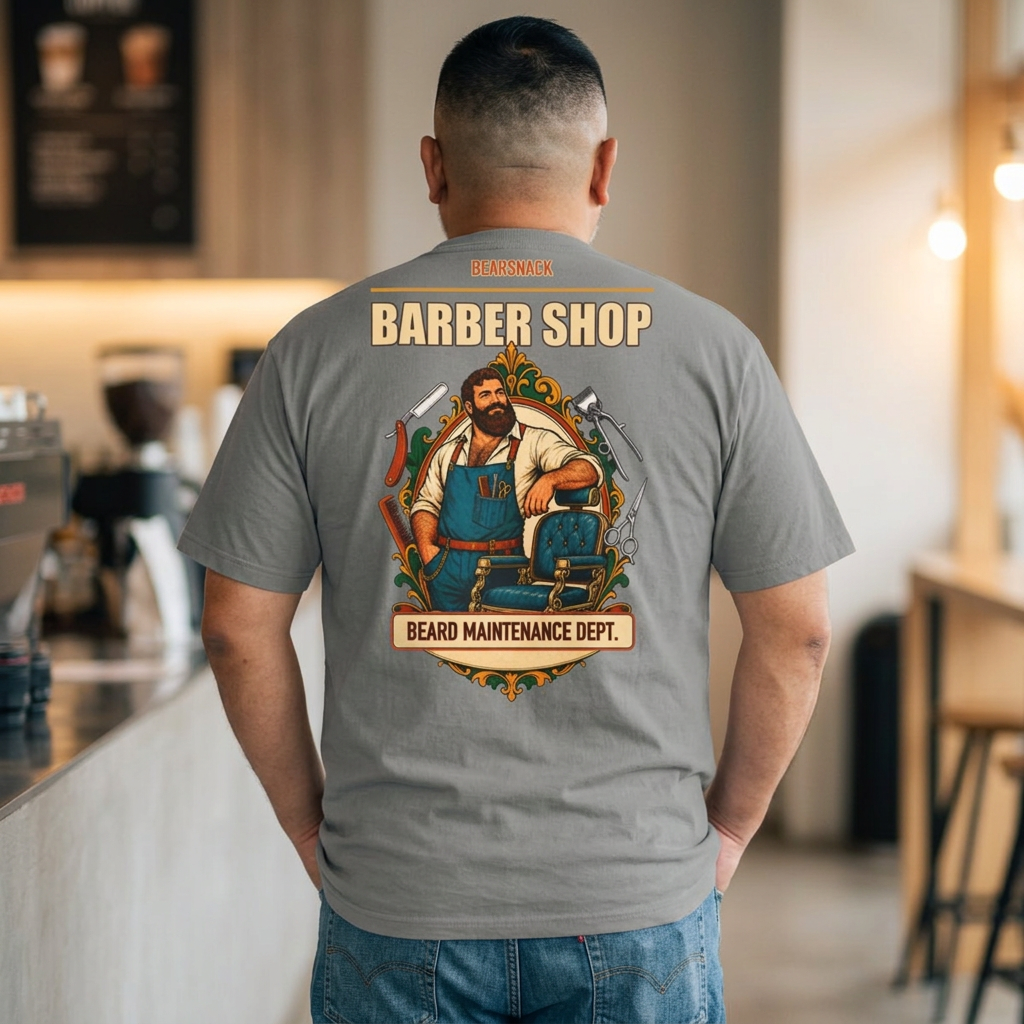 Beard Maintenance Dept T-Shirt, Gay Barber Bear Back Print, Comfort Colors 1717