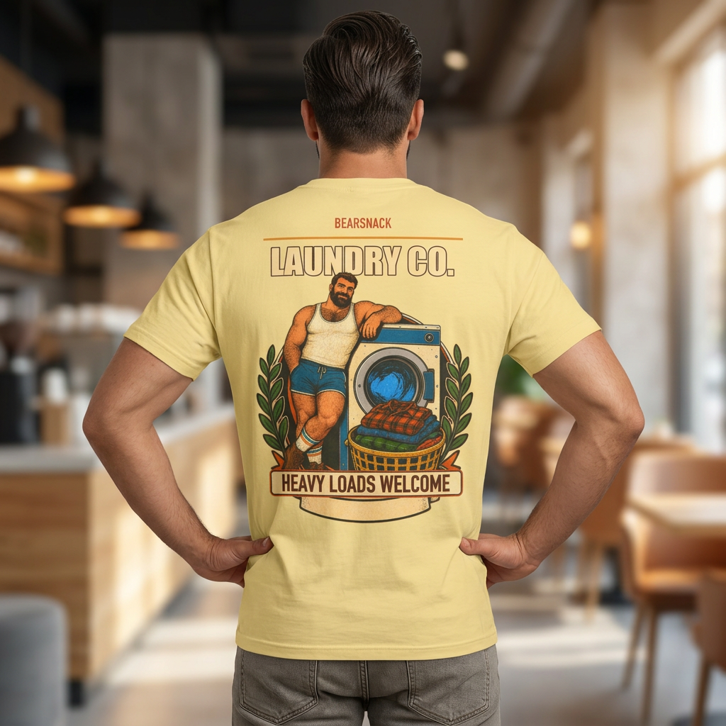Heavy Loads Welcome T-Shirt, Gay Laundry Bear Back Print, Comfort Colors 1717