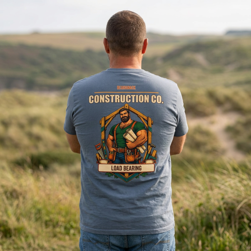 Load Bearing T-Shirt, Gay Construction Bear Back Print, Comfort Colors 1717