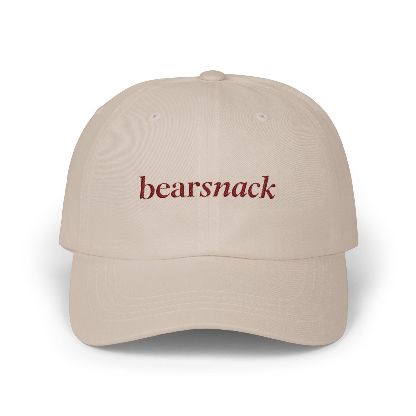 Bearsnack Embroidered Dad Cap, Wordmark Front and Paw Back, Yupoong 6245CM