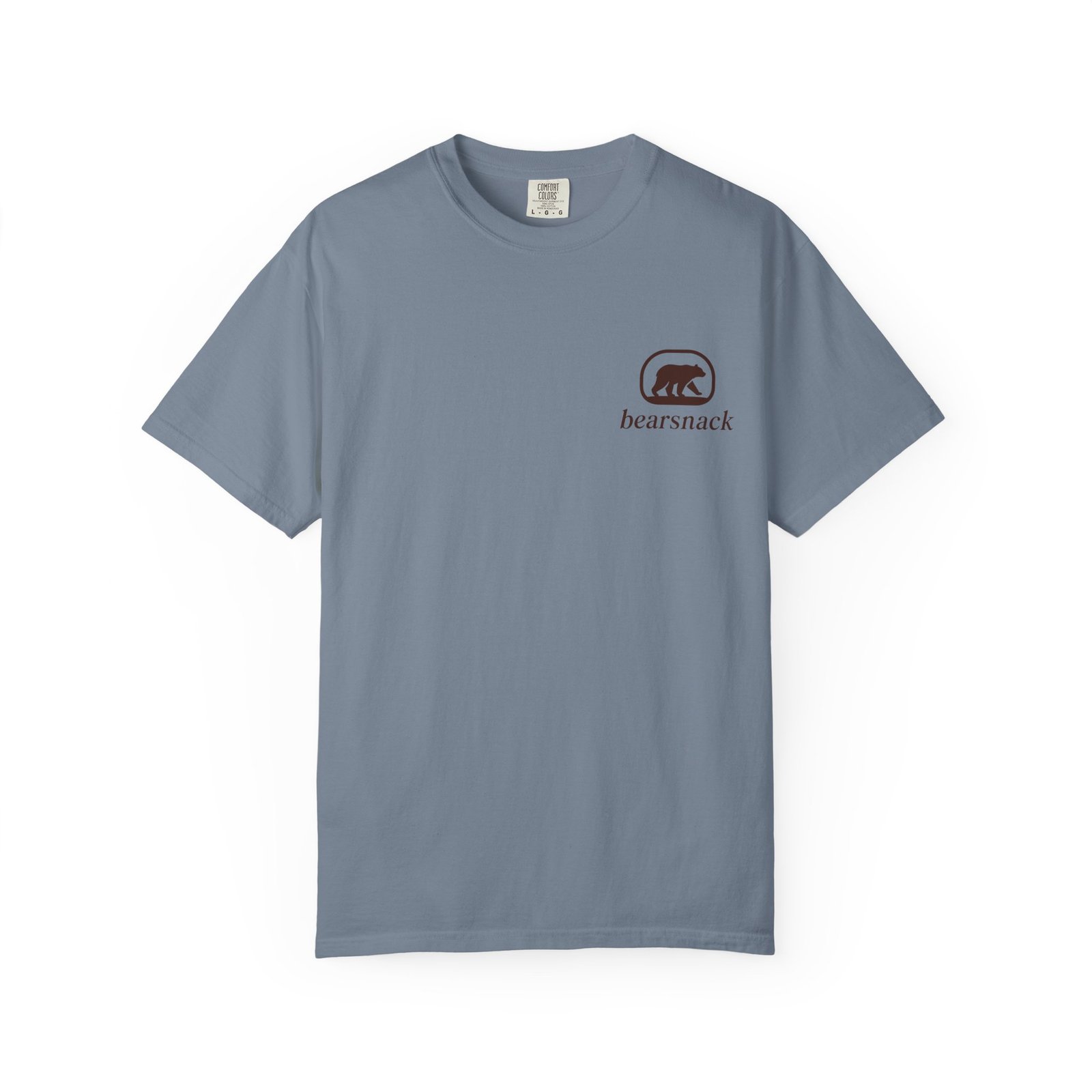 Blue Jean Deep Cuts Big Feelings T-shirt, front view with Bearsnack Trail Badge