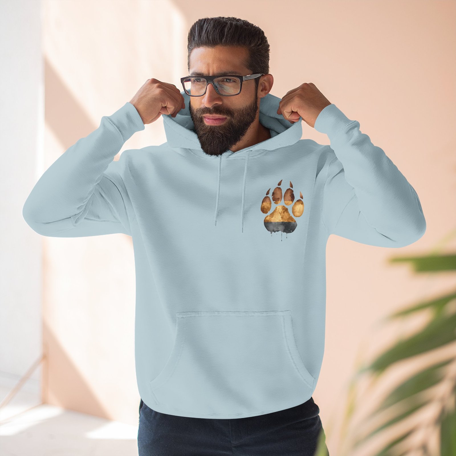 Watercolor Bear Paw Hoodie, Two-Sided Bear Pride Print, Lane Seven LS14001