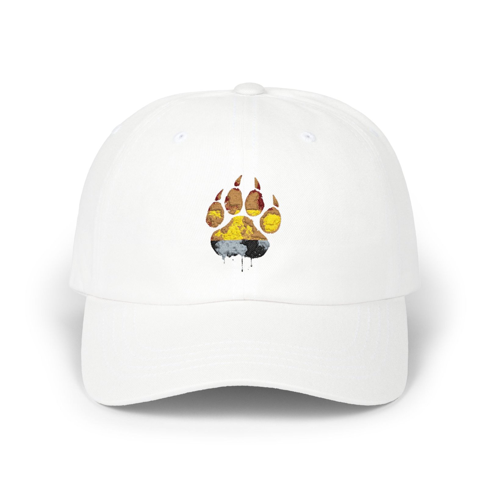 Watercolor Bear Paw Dad Cap, Embroidered Pride Paw, Yupoong 6245CM