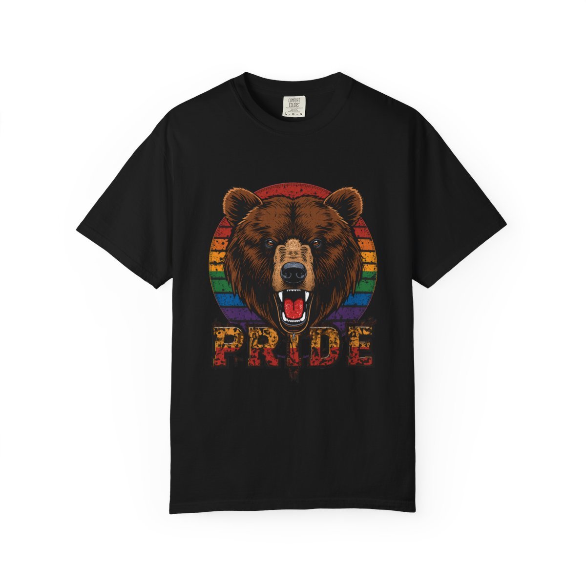 Pride Roar Bear T-Shirt, Rainbow Pride Graphic, Comfort Colors 1717