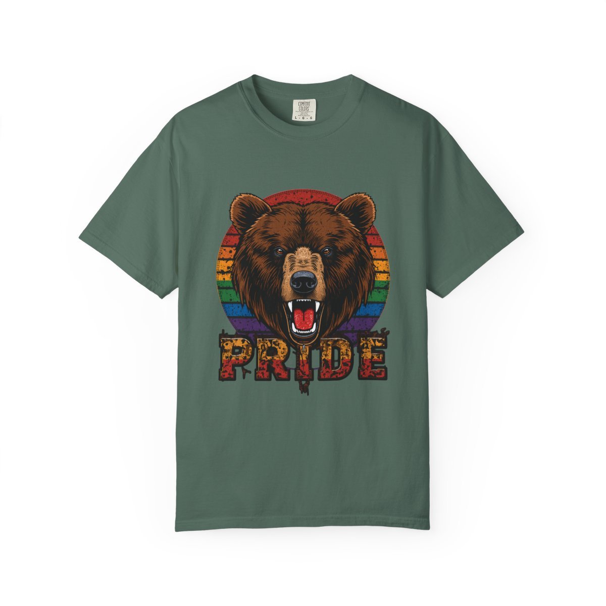 Pride Roar Bear T-shirt in Blue Spruce, front view