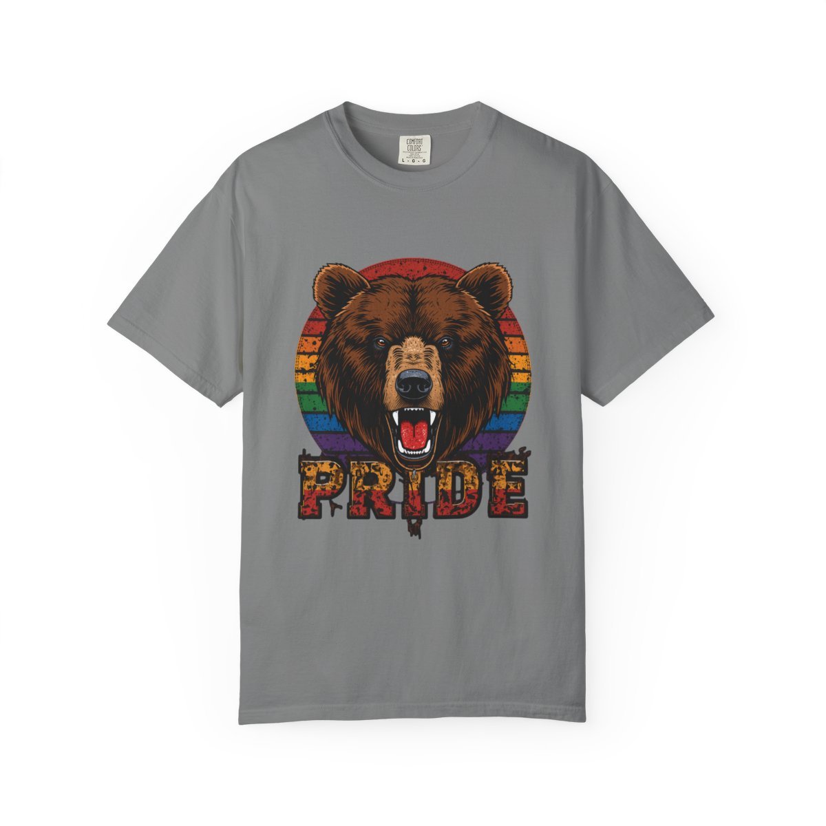 Pride Roar Bear T-shirt in Grey, front view