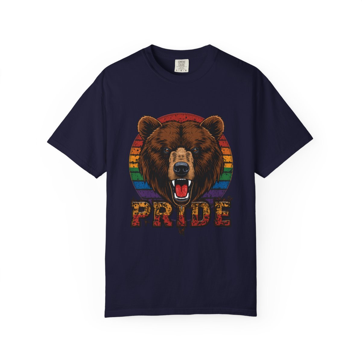 Pride Roar Bear T-shirt in True Navy, front view