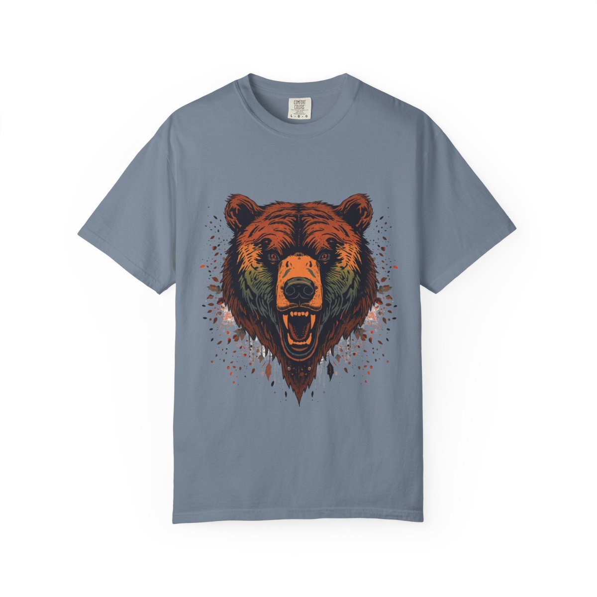 Roaring Grizzly T-shirt in Blue Jean, front view