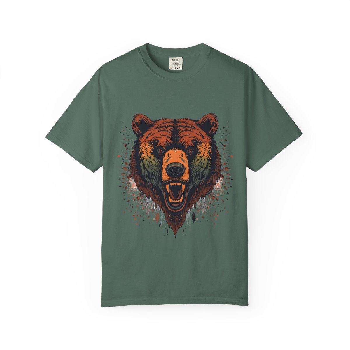 Roaring Grizzly T-shirt in Blue Spruce, front view