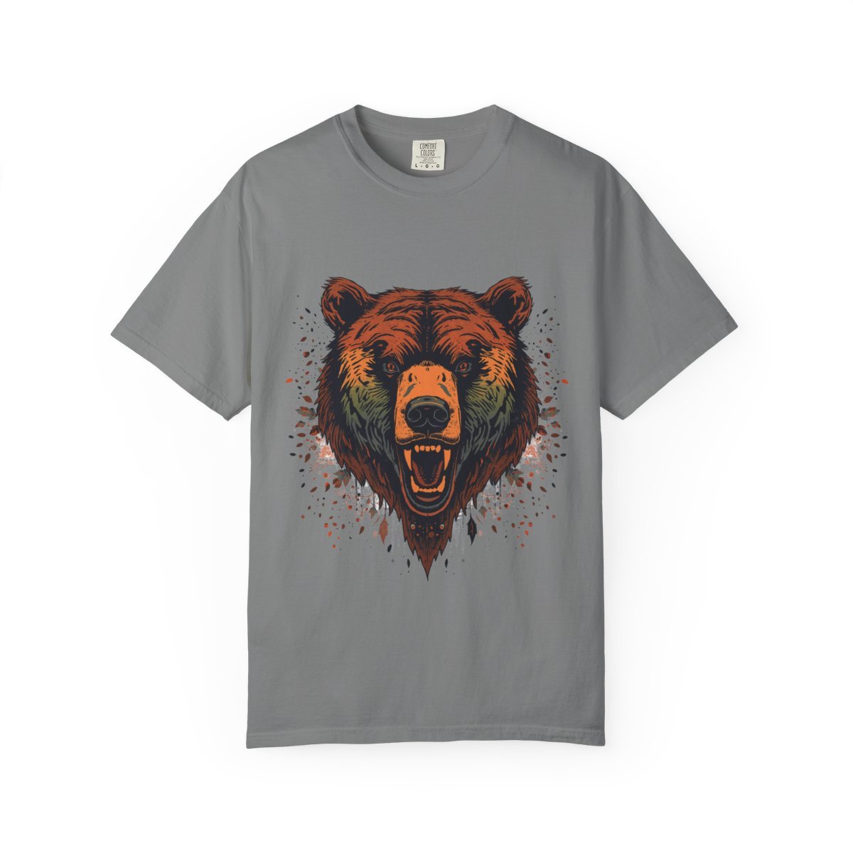 Roaring Grizzly T-shirt in Grey, front view