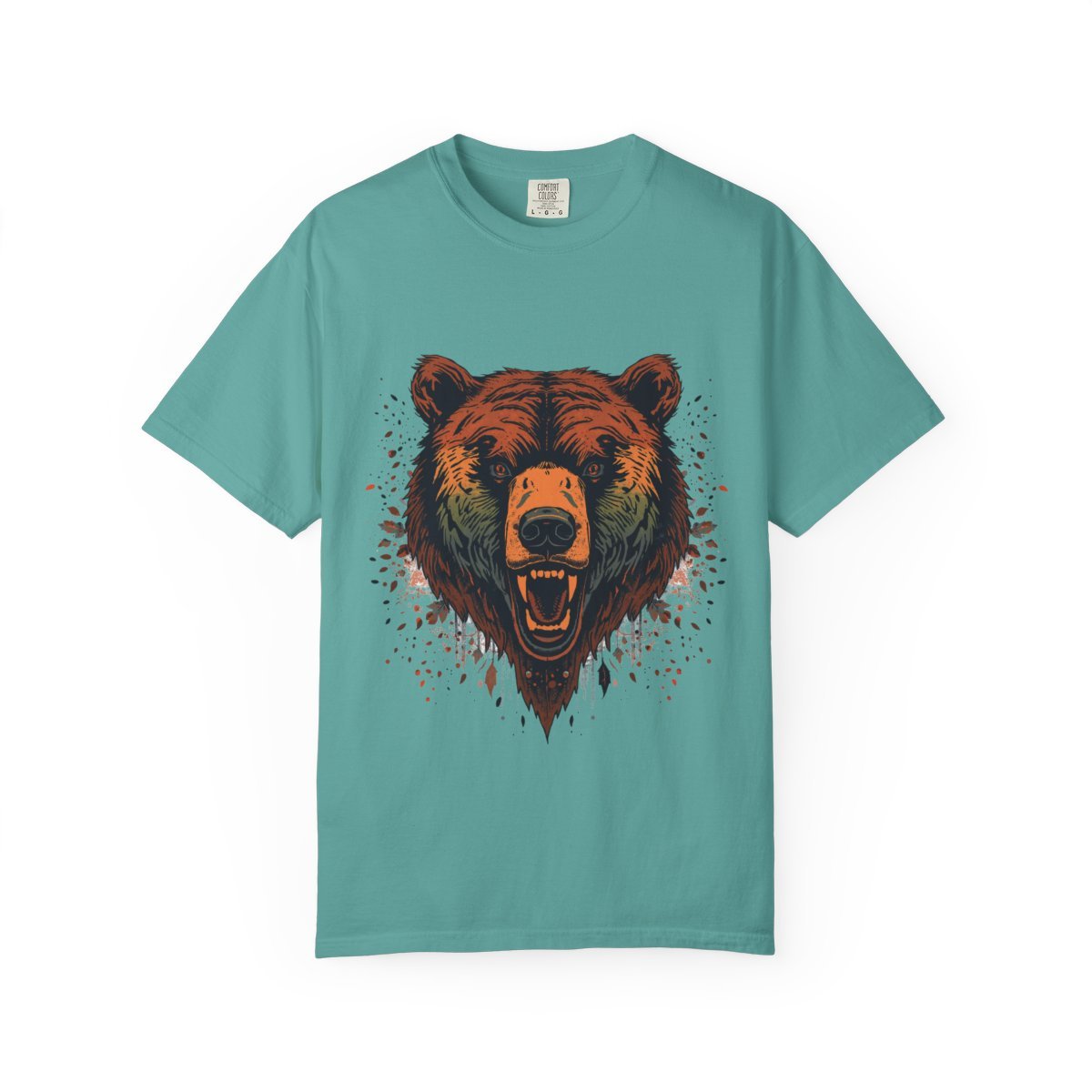 Roaring Grizzly T-shirt in Seafoam, front view