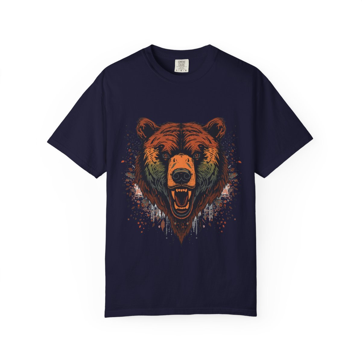 Roaring Grizzly T-shirt in True Navy, front view