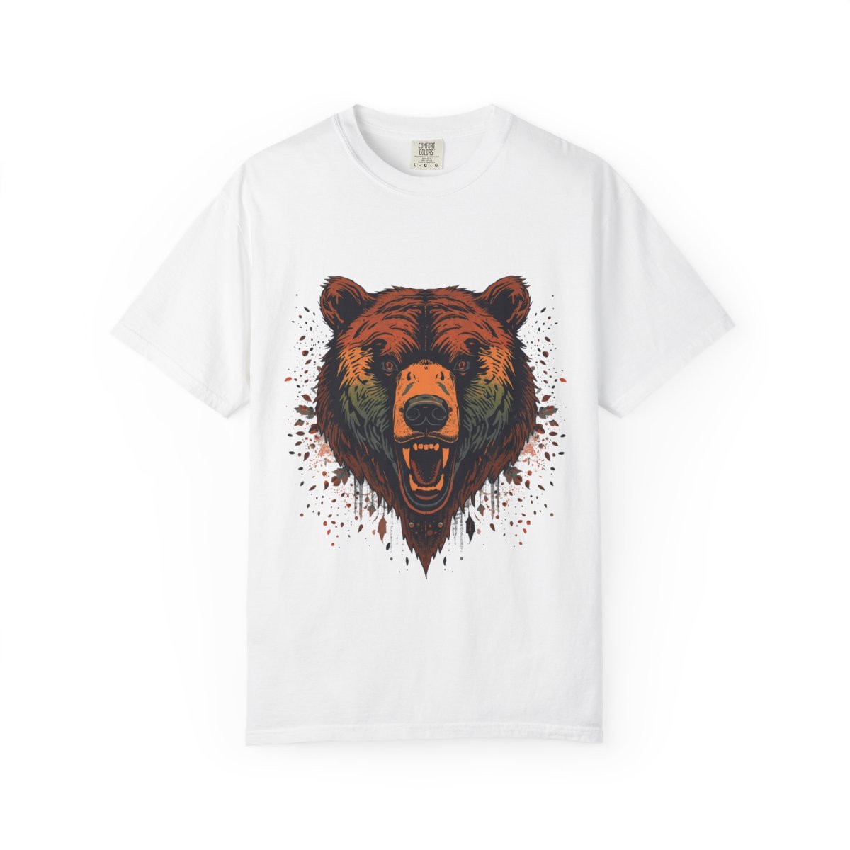 Roaring Grizzly T-Shirt, Fierce Bear Front Print, Comfort Colors 1717